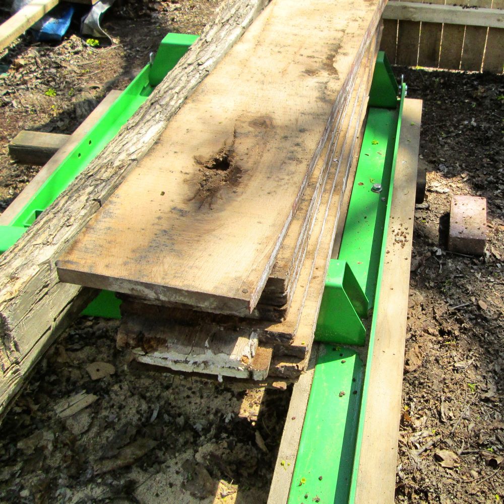 Freshly milled slabs on our band sawmill